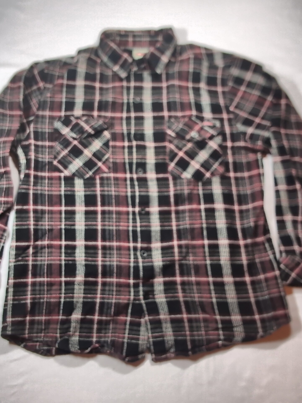 Dickies Black and Pink Plaid Button-Down Shirt